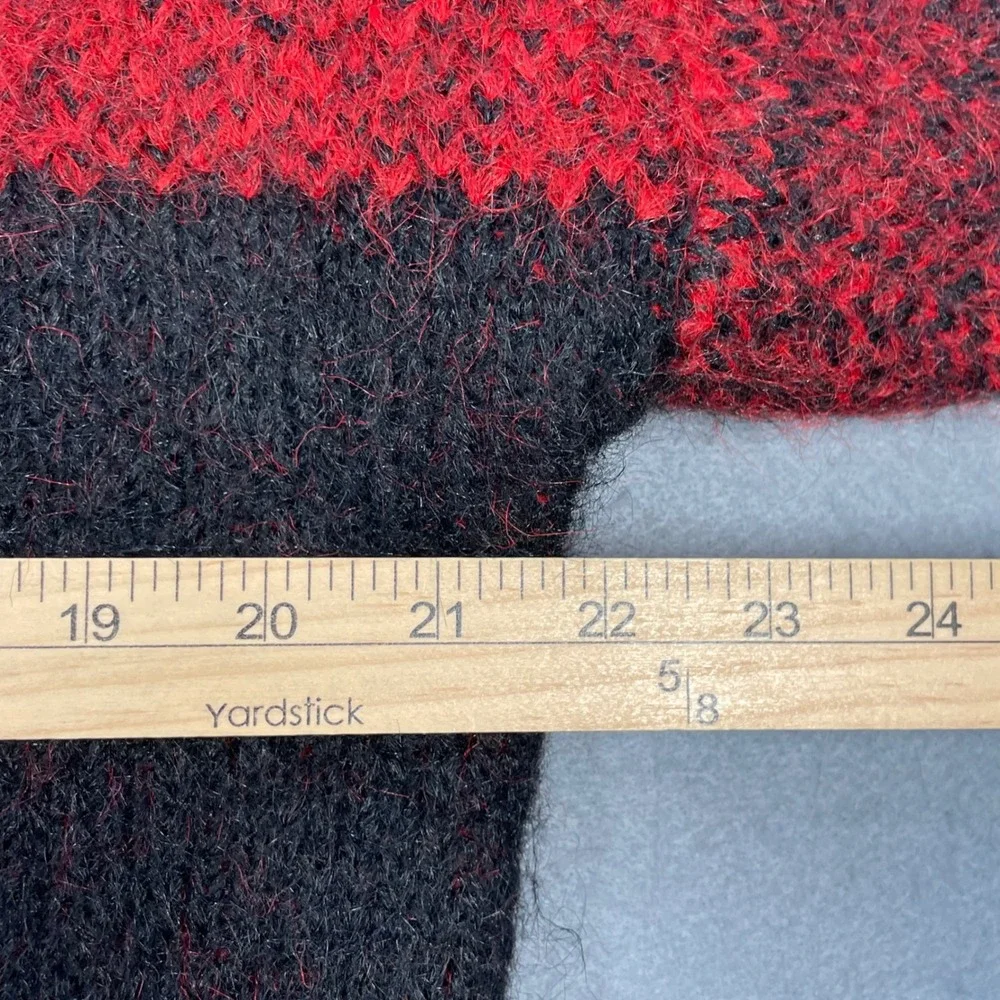 Woolrich Red Black Buffalo Check Fuzzy Knit Crewneck Sweater Mens Small S
